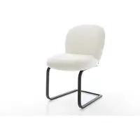 DELIFE Freischwinger Nube-Flex Bouclé Soft Beige Freischwinger flach Schwarz Taschenfederkern