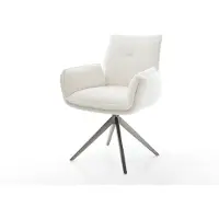 DELIFE Drehstuhl Nela-Flex Bouclé Soft Beige Kreuzgestell breit Graphit 360° drehbar Wippfunktion