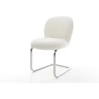 DELIFE Freischwinger Nube-Flex Bouclé Soft Beige Freischwinger flach Edelstahl Taschenfederkern