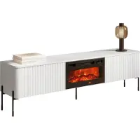 Mirjan 24 TV-Schrank Vera 190 EF mit Kamin, mit zwei Drehtüren (Farbe: Weiß)