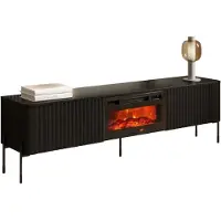 Mirjan 24 TV-Schrank Vera 190 EF mit Kamin, mit zwei Drehtüren (Farbe: Schwarz)
