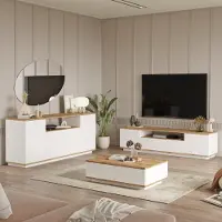 Dmora Robella - Wohnzimmer-Set, Eiche-Nachbildung in Braun, Modular