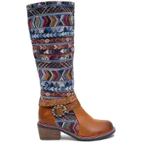 MACIEJKA Damen Winter Stiefel aus Naturleder Braun mit Blockabsatz zum Schlüpfen