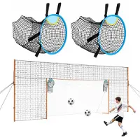 Vevor Fußballtor 484 x 212 cm Tragbares Soccertor mit Eisenrohrrahmen, für Gärten Parks und Schulen, mit Ballfangnetz, Zielnetz, PE-Netz über 110 km/h, Bodenankern und Abspannseilen für Naturrasen