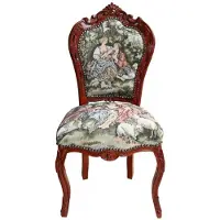 Casa Padrino Barock Esszimmer Stuhl ohne Armlehne Gobelin "Love Story "/Braun - Antik Stil