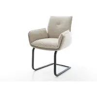 DELIFE Freischwinger Nela-Flex Webstoff Soft Beige Freischwinger flach Schwarz