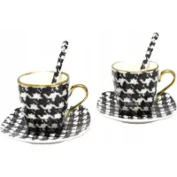 Queen Isabell Espresso-Tassen-Set Porzellan 2 Stück mit Untertassen