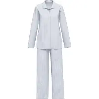 Seidensticker Schlafanzug "Damen Pyjama Lang bodywear", Damen, Gr. 46, blau (zen blau), Homewear-Sets Schlafanzug