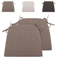 Unyqoos Ibenzoa Sitzkissen für Gartenstühle – 4er-Set, 43 x 41 cm, Baumwoll‑Leinen, 5 cm Schaumfüllung, gräulich‑braun, abnehmbarer Bezug & 29 cm Klettbänder