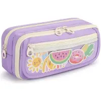 Benza Ibenzoa Großes Federmäppchen mit mehreren Fächern für Schrein – bis zu 100 Stifte, Rips-Polyester, 21,5 x 7,2 x 9,6 cm, Lila, Uni