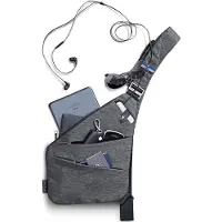 Benza Ibenzoa Elegante Crossbody-Brusttasche uni, wasserabweisendes Polyester, Diebstahlschutz & kratzfest, ultraflach 34 x 30 x 2 cm, passt iPad mini bis 8 Zoll