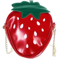 Benza Ibenzoa Crossbody-Tasche mit Fruchtmotiv – rote Umhängetasche, 19×16 cm, Polyurethan& Polyester, einzelner Schultergurt, 1 Stück