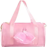 Benza Ibenzoa Tanztasche für Mädchen – elegante, rosa Balletttasche, Satinfutter, wasserdichte Baumwoll‑Nylon, 32×16×21 cm, 20–35 L, verstellbarer Schulterriemen
