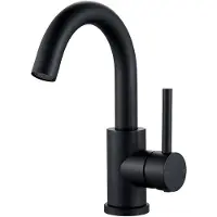 Benza Ibenzoa Moderne mattschwarze Waschtischarmatur – Einhebelmischer mit 360° drehbarem hohem Auslauf (150 mm), 304 Edelstahl, bleifrei, H225 mm