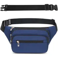Benza Ibenzoa Uni Gürteltasche – verstellbar bis 170 cm (inkl. 60 cm Verlängerung), wasserabweisend, 4 Außentaschen + großes Rückfach, dunkelblau