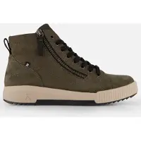 Rieker Schnürboots SPORT, Damen, Gr. 43, grau, Glattleder, used, Schuhe Schnürboots, Stiefelette, High Top Sneaker, Freizeitboots mit Reißverschluss