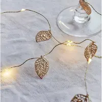 Sirius Lichterkette Marlin Leaf 20 LED warmweiß innen 2 m batteriebetrieben gold