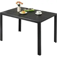 StarTech.com Outdoor Esstisch - Rechteckiger Gartentisch aus Aluminium - 110x70x73 cm - Latten-Tischplatte mit 7 Brettern - Für 6 Personen - Schwarz