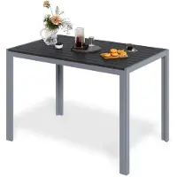 StarTech.com Outdoor Esstisch - Gartentisch Aluminium - 110x70x73 cm - Tischplatte mit 10 Latten - Für 6 Personen - Grau