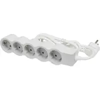 Legrand Standard Buchse 5x2P+A 5m Kabel - Weiß-Grau (Europäische Steckdose) - 694571 [10 Stück]