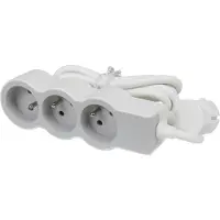 Legrand Beinrand Standard Buchse 3x2P mit 3m Kabel Weiß-Grau (Europäische Steckdose) - 049488 [10 Stück]