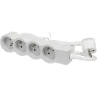 Legrand Standard Outlet 4x2P mit Masse und 1,5m Kabel weiß-grau (Europäische Steckdose) - 049476 [10 Stück]