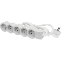 Legrand Standard-Buchse 5x2P mit Erdung 3m Kabel weiß-grau (Europäische Steckdose) - 049492 [10 Stück]