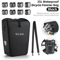 StarTech.com Fahrradtasche - Doppelseitige Gepäckträgertasche - 25L großes Volumen - Wasserdicht - Faltbar - Mit Schultergurt - Schwarz