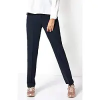 Relaxed Bügelfaltenhose "Steffi", Damen, Gr. 38, Lang, blau (navy 059), Stoff, Obermaterial: 100% Polyester PES., unifarben, slim fit normal, Hosen Bügelfaltenhose, aus knitterfreiem Material