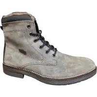 Rieker Winterboots , Herren, Gr. 46, Lammfell, taupe, dunkelbraun, Veloursleder, unifarben mit Farbeinsatz, Schuhe Winterboots, Schnürboots, Winterstiefelette mit wasserabweisender riekerTEX-Membran