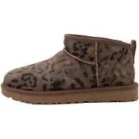 Ugg für Damen. 1180623 Classic Ultra Mini Spotted Lederstiefeletten braun (36), Wohnung, Keine, Lässig, Tierdruck