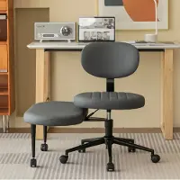 MODFU Polstersessel mit höhenverstellbarem Drehstuhl, 360° drehbare Fußstütze, Loungesessel Bürostuhl für Schneidersitz, Homeoffice,Grau