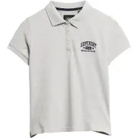 Superdry für Damen. W6011869A Polohemd mit schmaler Passform 90s grau (M), Lässig, Baumwolle, Kurzarm