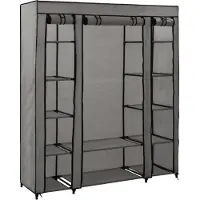 Yiwydaa Stoffschrank mit Fächern Kleiderstangen Grau 150x45x176cm