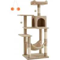 Feandrea Kratzbaum für Katzen, Beige, 143 cm