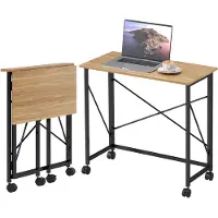 HOMCOM Schreibtisch Klappbar Kleiner 80 cm Klappschreibtisch mit Rollen