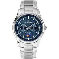 Jacques Lemans Quarzuhr "Derby", blau (silberfarben, dunkelblau, dunkelblau), Armbanduhren, Herren, silberfarben, Quarzuhr, Armbanduhr, Herrenuhr, Edelstahlarmband, analog, Wochentag, Mondphase