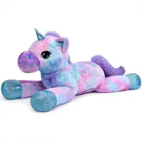Sonstiges Plüschtier Einhorn Groß Regenbogen Lila Blau 80CM