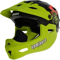 Kamikaze Kinnschutzhelm Ronin Helmet Green M 2in1 mit abnehmbarem Kinnbügel für E-Scooter, MTB & Offroad