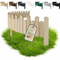 Pemicont Floranica Steckzaun Holz 20 cm hoch x 200 cm, Unbehandelt – gewellte Oberkante, Beetkante aus Kiefernholz zum Einstecken