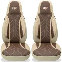 BREMER SITZBEZÜGE Autositzbezüge für Kia Picanto BJ 2011-17 – Schonbezüge für Fahrer- und Beifahrersitz in Beige/Braun