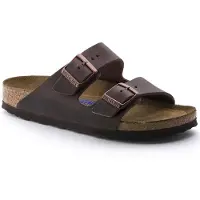 Birkenstock für Damen. 452763 Sandalen aus Leder Arizona Soft Footbed Oiled (Schmale Passform) braun (46), Wohnung, Keine, Lässig