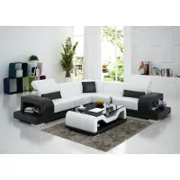 AEA Ledersofa USB Wohnlandschaft Ecksofa L-Form Garnitur Design Modern Sofa G8006B