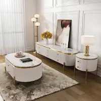 AEA Wohnzimmermöbel Set Designer Wohnzimmer Sideboard Couchtisch Beistelltisch 3tlg.