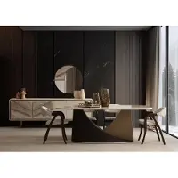 AEA Elegante Küchengarnitur Holztisch Designer 6x Polsterstühle Konsole