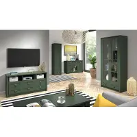 AEA Wohnzimmer Komplettset Landhaus Möbel Set 5 tlg. Wohnwand Holz Kommode Tisch