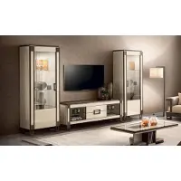 AEA Design Wohnwand Sideboard 2x Vitrine rtv Lowboard Anrichte 3 tlg. Set wohnwände