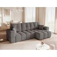 Idohome Polsterecksofa BUENO XL mit Schlaffunktion und Bettkasten – Modernes Ecksofa mit Stauraum Sofa rechts/links montierbar Graphit Bouclé Centaur 15