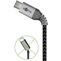 Goobay Micro-USB auf USB-A Textilkabel mit Metallsteckern, extra-robustes Verbindungskabel für Geräte mit Micro-USB Anschluss, optimierter Knickschutz 1 Meter