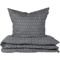 Schiesser Bettwäscheset Drops | Grafikprint | Feinbiber | 2-teilig | 100% Baumwolle | Kuschelweich | YKK-Reißverschluss | 155x220 cm + 80x80 cm | Grau